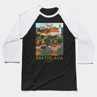 A Pop Art Travel Print of Bratislava - Slovakia Baseball T-Shirt